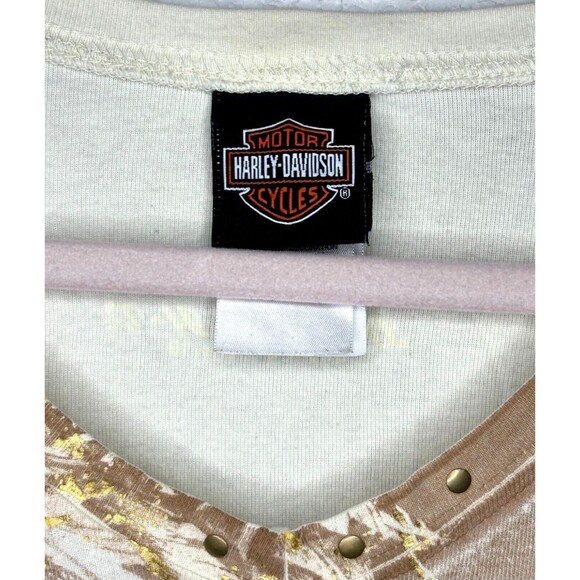 Womens HARLEY DAVIDSON Tank Top Eagle Brown & Cream Metallic Gold Vintage Y2K XL - Picture 5 of 8